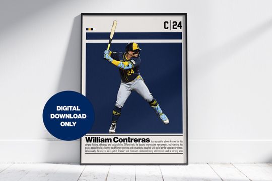 Discover William Contreras Digital Poster for Sports Fan Wall Art for Baseball Fans Modern Sports Decor for Bedroom & Office Digital Wall Art