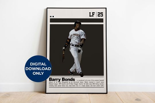Discover Barry Bonds Digital Poster for Sports Fan Wall Art for Baseball Fans Modern Sports Decor for Bedroom & Office Digital Wall Art