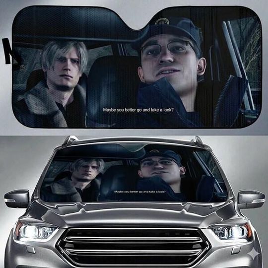 Resident Evil Requiem Car Windshield, Leon Kennedy Resident Evil 9 Auto Sunshade, Resident Evil Car Accessory, Horror Game Car Decoration