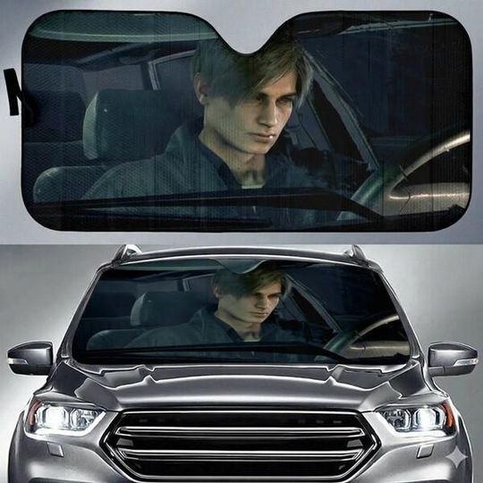 Leon Kennedy Resident Evil 9 Car Sunshade, Resident Evil Requiem Car Windshield, Resident Evil Car Accessory, Horror Game Fan Car Decoration