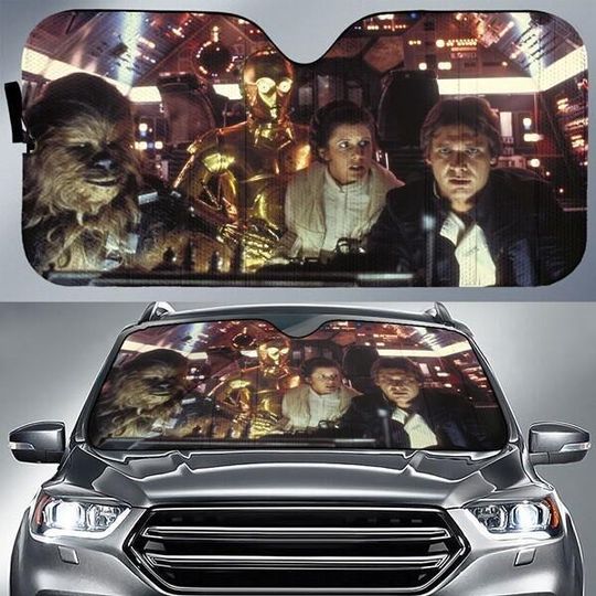 Discover Han Solo Chewbacca Car Sun Shade, StarWars Car Sunshade, Disneyland StarWars Characters Auto Sunshade, Sun Shade For Car, Gift For Him