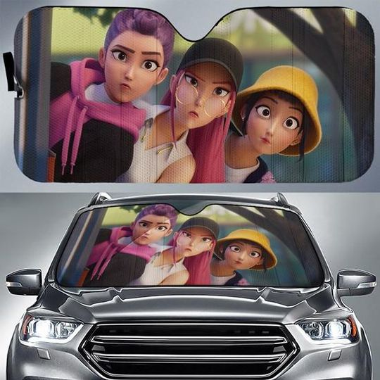 Discover Kpop Demon Hunters Huntrix Car Sunshade, Saja Girls Zoey Mira Rumi Demon Hunter Sun Shade, Windshield Sun Shade, Kpop Car Accessory