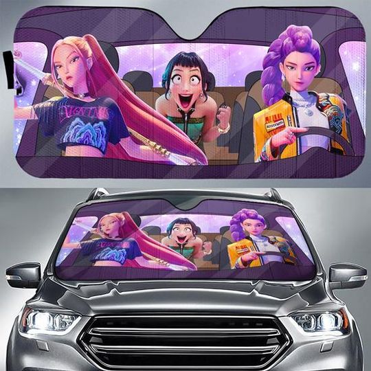 Discover Kpop Demon Hunters Huntrix Car Sunshade, Saja Girls Zoey Mira Rumi Demon Hunter Sun Shade, Windshield Sun Shade, Kpop Car Accessory