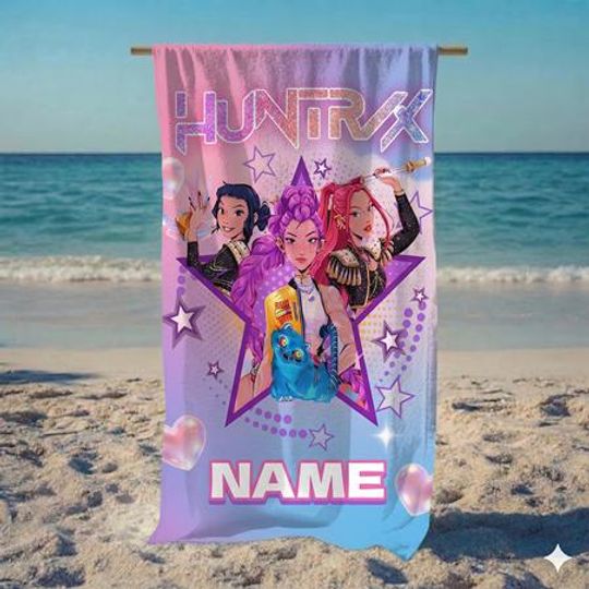 Discover Personalized Huntrix Demon Girl Kpop Towel, Anime Beach Pool Towel, Summer Vacation Gift For Fans, Kpop Demon Hunters Gift