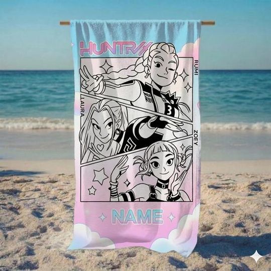 Discover Kpop Anime Girl Beach Towel, Kpop Demon Hunters, Anime Art Beach Gift, Personalized Beach Towel, Anime Girl Power Gift