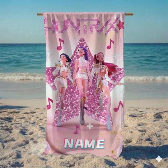 Discover Kpop Anime Girl Beach Towel, Kpop Demon Hunters, Anime Art Beach Gift, Personalized Beach Towel, Anime Girl Power Gift