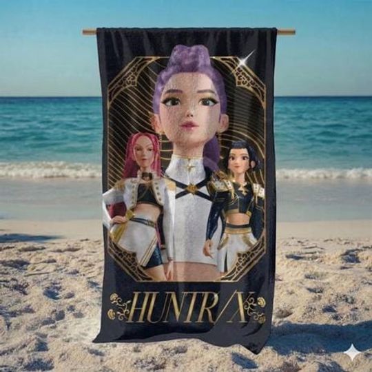 Discover Kpop Huntrix Beach Towel, Anime Girl Demon Hunters Towel, Pool For Girls, Funny Kpop Beach Gift For Kids