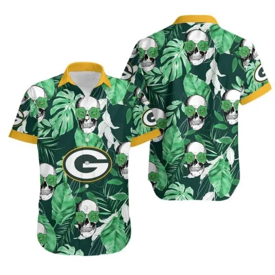 Green Bay Packers Skull Jungle Hawaiian, Gift For Fans, Gift For Friends