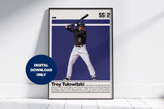 Discover Troy Tulowitzki Digital Poster for Sports Fan Wall Art for Baseball Fans Modern Sports Decor for Bedroom & Office Digital Wall Art
