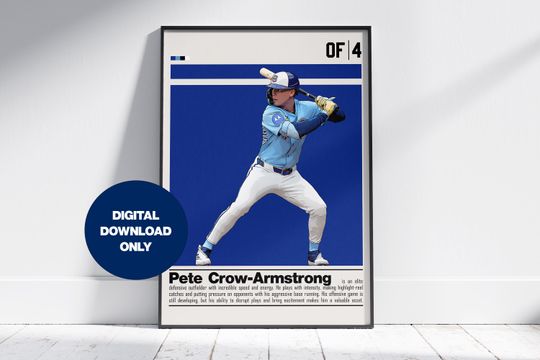 Discover Pete Crow-Armstrong Digital Poster for Sports Fan Wall Art for Baseball Fans Modern Sports Decor for Bedroom & Office Digital Wall Art