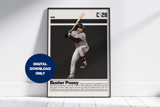 Discover Buster Posey Digital Poster for Sports Fan Wall Art for Baseball Fans Modern Sports Decor for Bedroom & Office Digital Wall Art