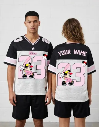 Discover Personalized Minnie Mouse Playing Baseball Gift For Fan Mesh Football Jersey