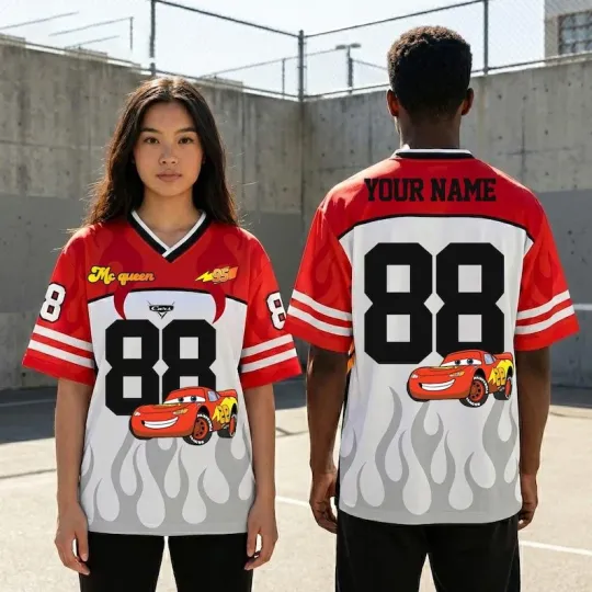 Personalized Lightning McQueen Ready To Race Pixar Cars Mesh Football Jersey