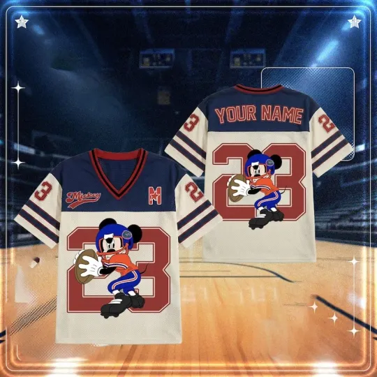 Discover Personalized Mickey Mouse Sport Fan Magic Starts Here Mesh Football Jersey