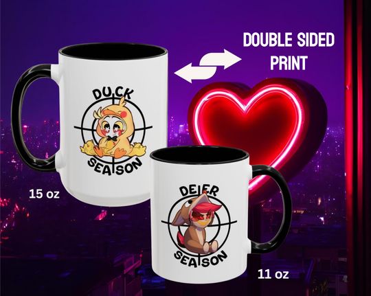 Hazbin Hotel Lucifer & Alastor Mug | Deer Season Double Sided Ceramic Accent Mug | Funny Hellaverse Fan Art Coffee Cup Gift