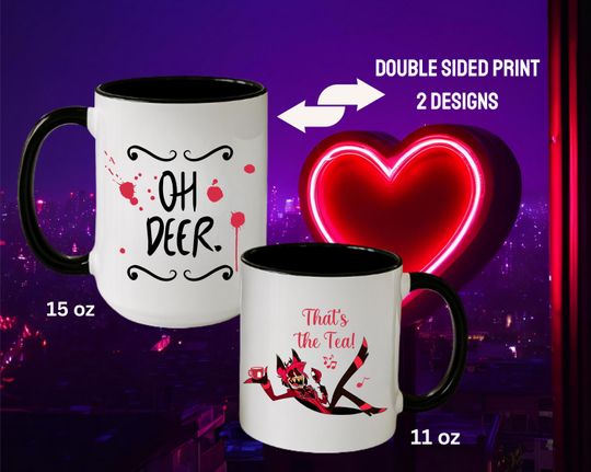 Lucifer Hazbin Hotel Mug, Ceramic Fandom Coffee Cup, Hazbin Hotel Merch