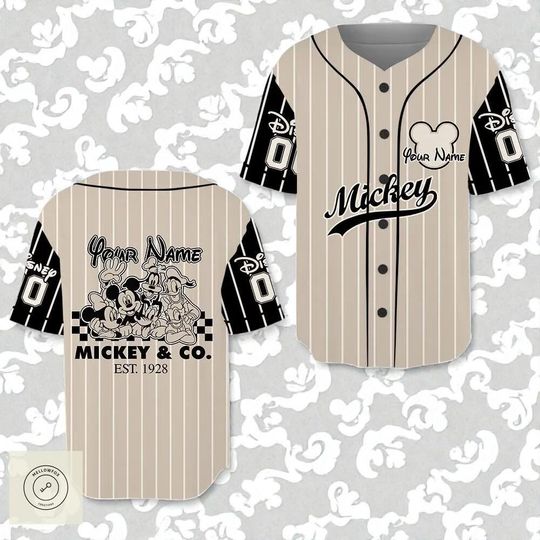 Discover Mickey Custom Name Baseball Jersey, Cartoon Pinstripe Shirt, Personalized Disney Style Sport Tee for Kids & Adults