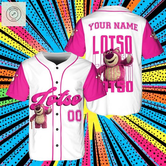 Lotso Bear Baseball Jersey, Custom Name Lotso Shirt, Personalized  Jersey, Pink Cartoon Family Matching Outfit