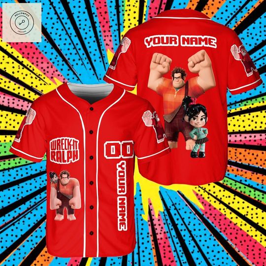 Discover Baseball Jersey, Ralph and Vanellope Custom Name Shirt, Personalized Cartoon Family Matching Outfit