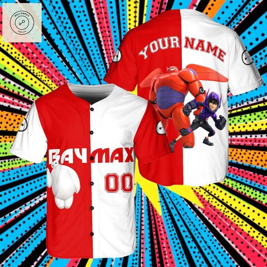 Discover Baymax Baseball Jersey, Custom Name Shirt, Hiro Hamada Cartoon Jersey, Personalized Kids Gift