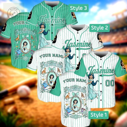 Disney Princess Jasmine Baseball Jersey, Aladdin Princess Custom Name Jersey Shirt, Disney Jasmine Baseball Shirt