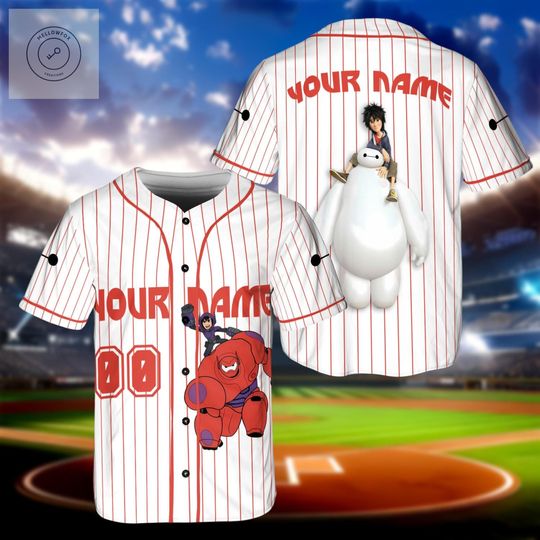 Baymax Big Hero Baseball Jersey, Custom Name Number Shirt, Hero Cartoon Gift for Boys Kids