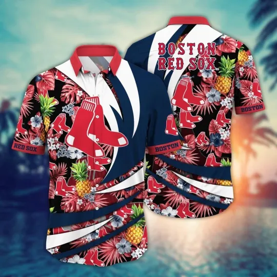 Discover Boston Red Baseball Team Soxs Hawaiian Button Down Shirt Unisex Adults S-5XL