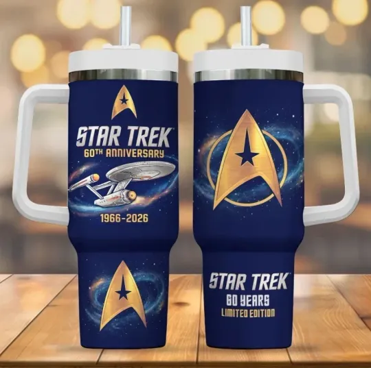 Discover 60th Anniversary Sci-Fi Space Tumbler w/ Handle 20oz 40oz Insulated Mug