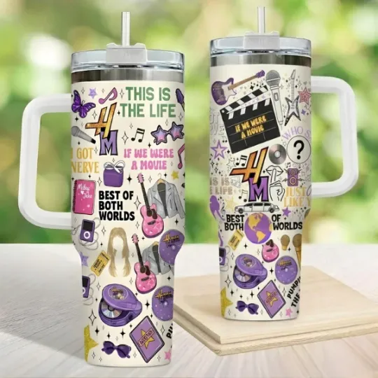 Discover Pop Music Movie Theme Tumbler 40oz Handle Straw Insulated Travel Cup
