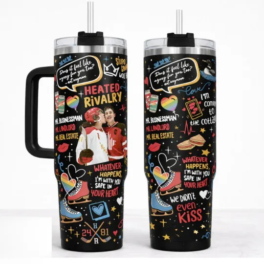 Discover Hockey Romance Tumbler 40oz Handle Bookish Love Stainless Travel Mug