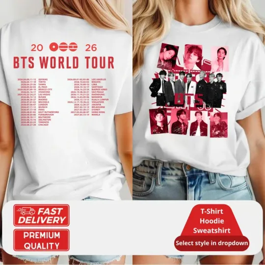 Discover Kpop World Tour 2026 Shirt, Concert Dates Back Print Tee