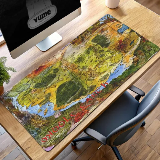 Middle-earth Map Gaming Mouse Pad, LOTR Desk Mat, Tolkien Map Mouse Pad