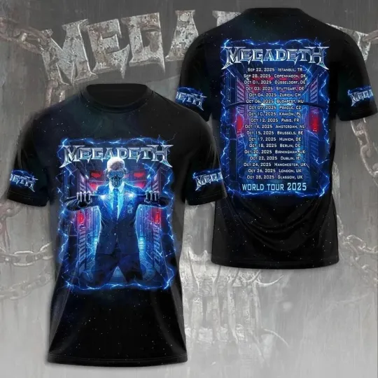Discover Megadeth Rock Band World Tour 3D T Shirt