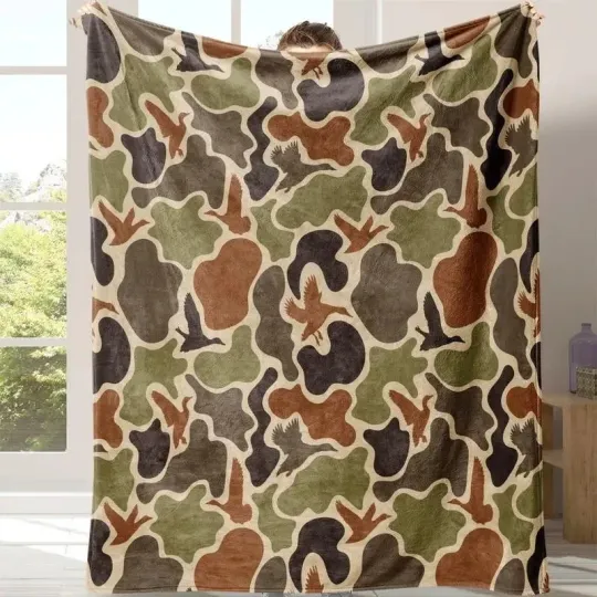 Discover Camouflage Pattern Flannel Throw Blanket Soft Cozy Warm