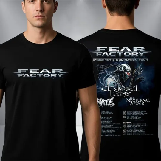 Discover Fear Factory Cybernetic Domination 2026 Tour Dates Unisex Double Sided T-Shirt