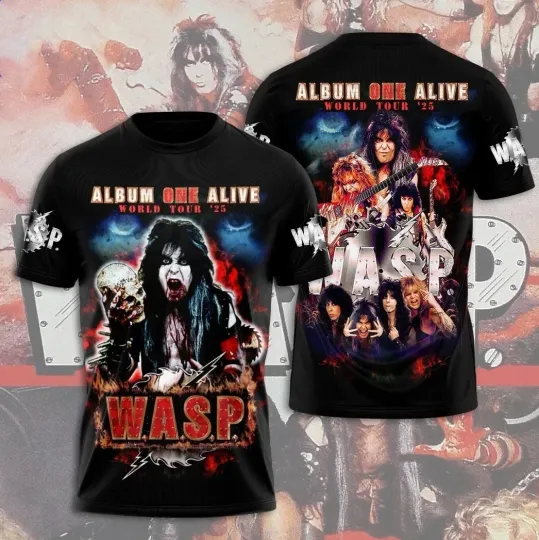W.A.S.P Album One Alive World Tour 3D T Shirt