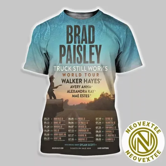 Brad Paisley Truck Still Works World Tour 2025 AOP 3D T Shirt