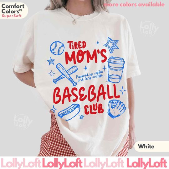 Discover Tired Mom's Baseball Club Shirt, Baseball Game Day Mama Gift