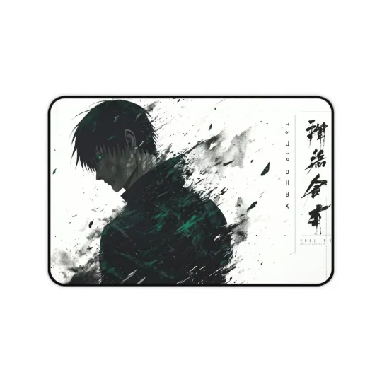 Toji Fushiguro Desk Mat | Ink Splatter, Japanese Calligraphy