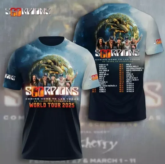 Discover World Tour 2025 Hot Scorpions Band 3D T-Shirt