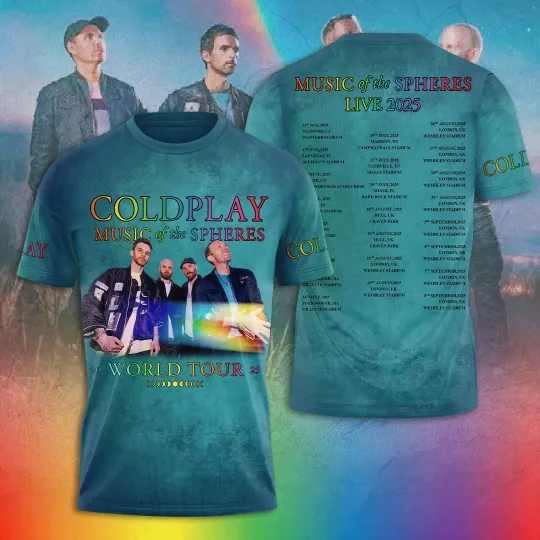 Coldplay 2025 Music Of The Spheres World Tour 3D T-Shirt