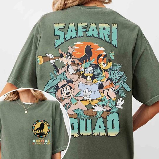 Discover 2-Sided Disney Mickey & Friends Safari Squad Shirt, Animal Kingdom Safari Mode Tee, The Lion King Tee