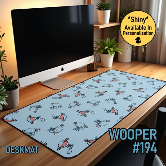 Discover Wooper Desk Mat: Hand-Drawn Illustration, TCG Playmat