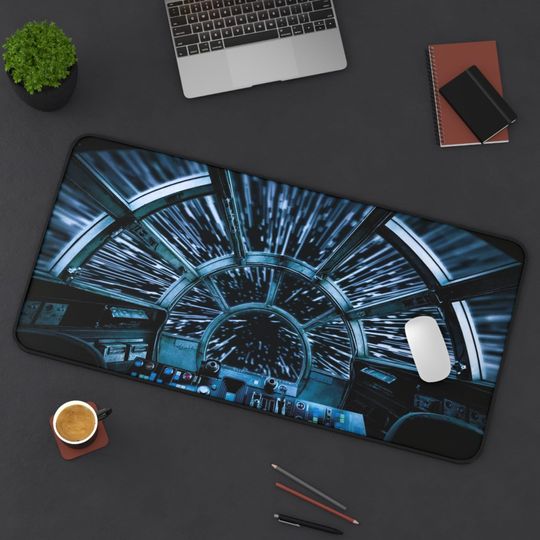 Star Wars Desk Mat - Premium Neoprene with Anti Slip Backing and Hemmed Edges - Millennium Falcon
