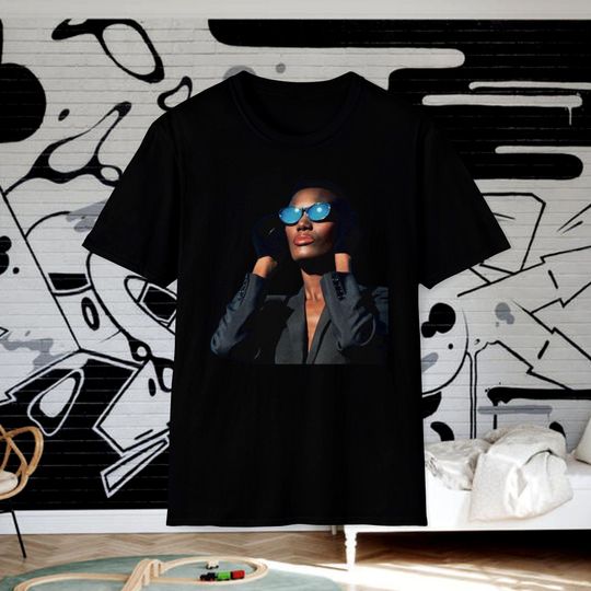 Grace Jones Blue Shades T-Shirt, 1980s Pop Music Icon