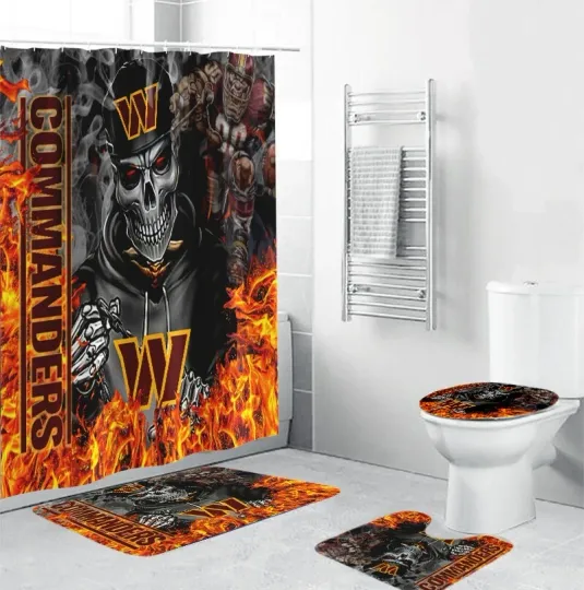 Washington Commanders Bathroom Set with Shower Curtain and Accessories