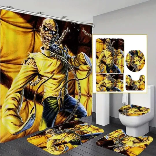 Heavy Metal Band Shower Curtain Set, Rock Music Bathroom Decor