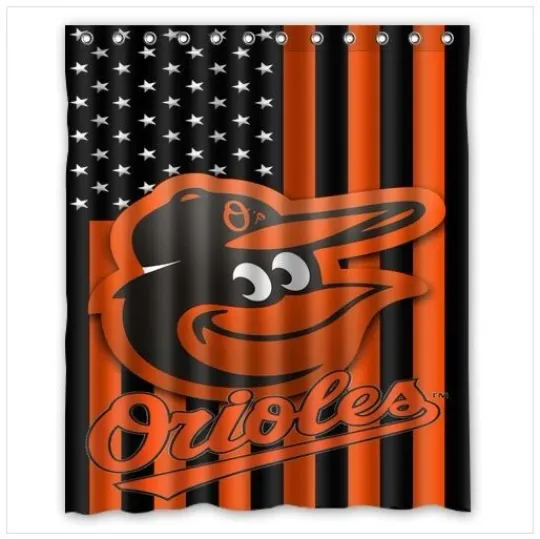 Discover New Baltimore Orioles Shower Curtain Polyester Waterproof with Hooks