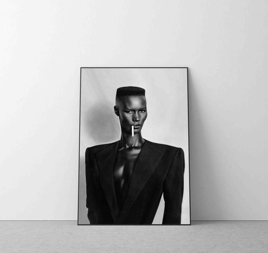 Grace Jones Smoking Cigarette Vertical Poster - Premium Matte Fine Art Wall Decor