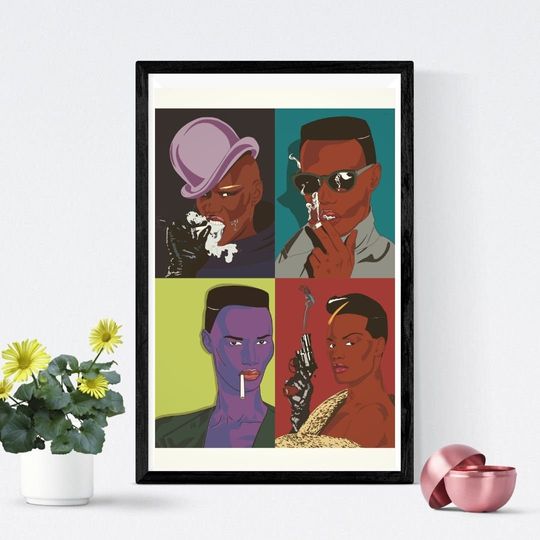 Grace Jones Pop Art Collage Poster Vintage 80s Wall Decor